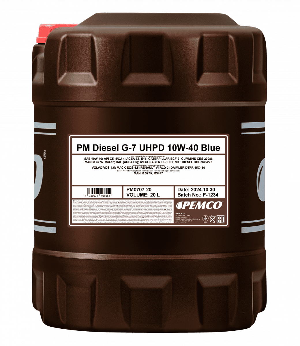 pictures_png_PM0707-20_brown_new_front_1200 زيت ديزل - PEMCO Diesel 10W-40 - الصورة 1